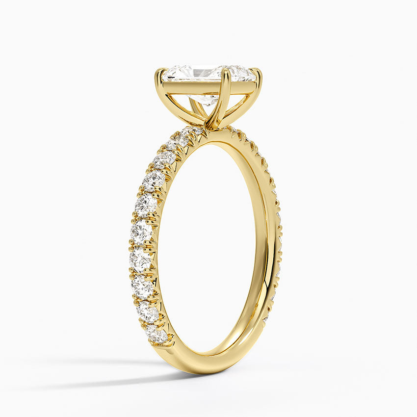 Luxe French Pavé Perfect Fit Diamond Ring (1/2 ct. tw.) Yellow Gold 18k Radiant Engagement Ring