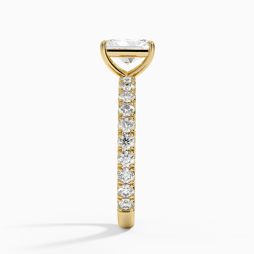 Luxe French Pavé Perfect Fit Diamond Ring (1/2 ct. tw.) Yellow Gold 18k Radiant Engagement Ring