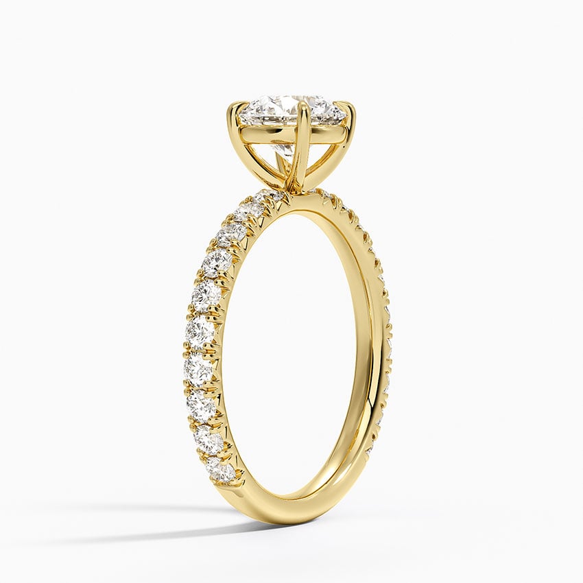 Luxe French Pavé Perfect Fit Diamond Ring (1/2 ct. tw.) Yellow Gold 18k Round Engagement Ring