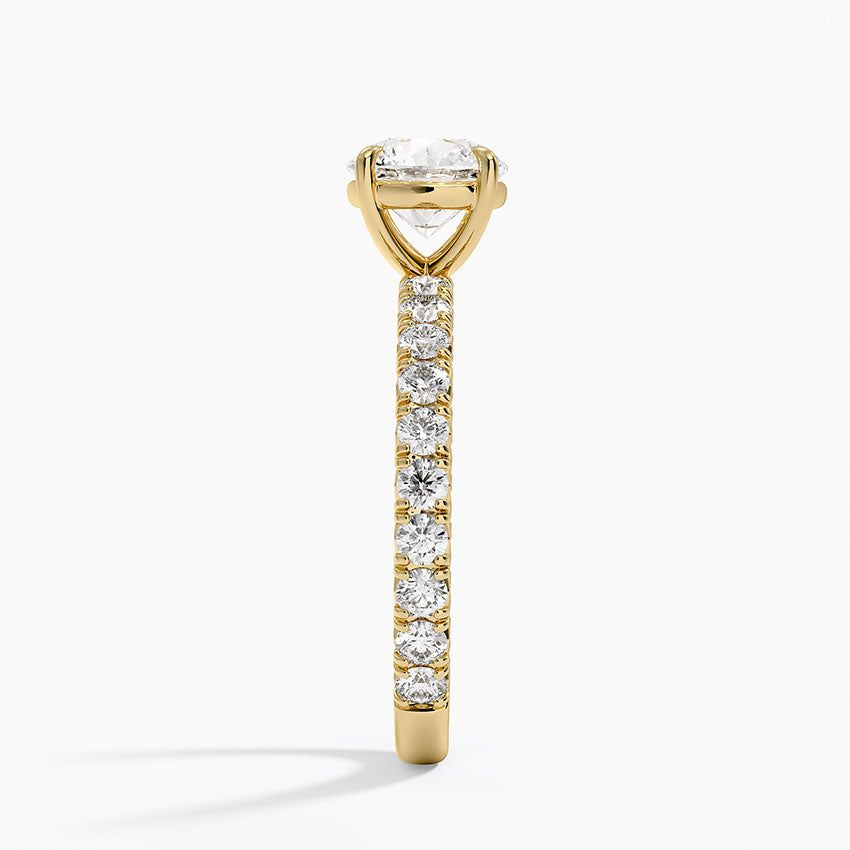 Luxe French Pavé Perfect Fit Diamond Ring (1/2 ct. tw.) Yellow Gold 18k Round Engagement Ring