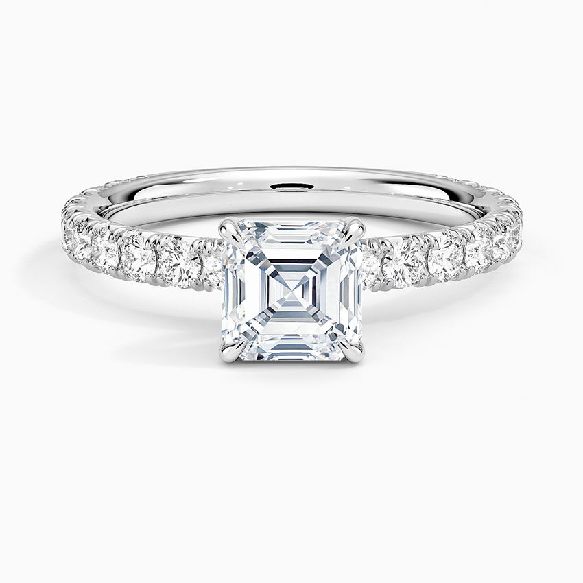 Luxe French Pavé Perfect Fit Diamond Ring (1/2 ct. tw.) Platinum Asscher Engagement Ring