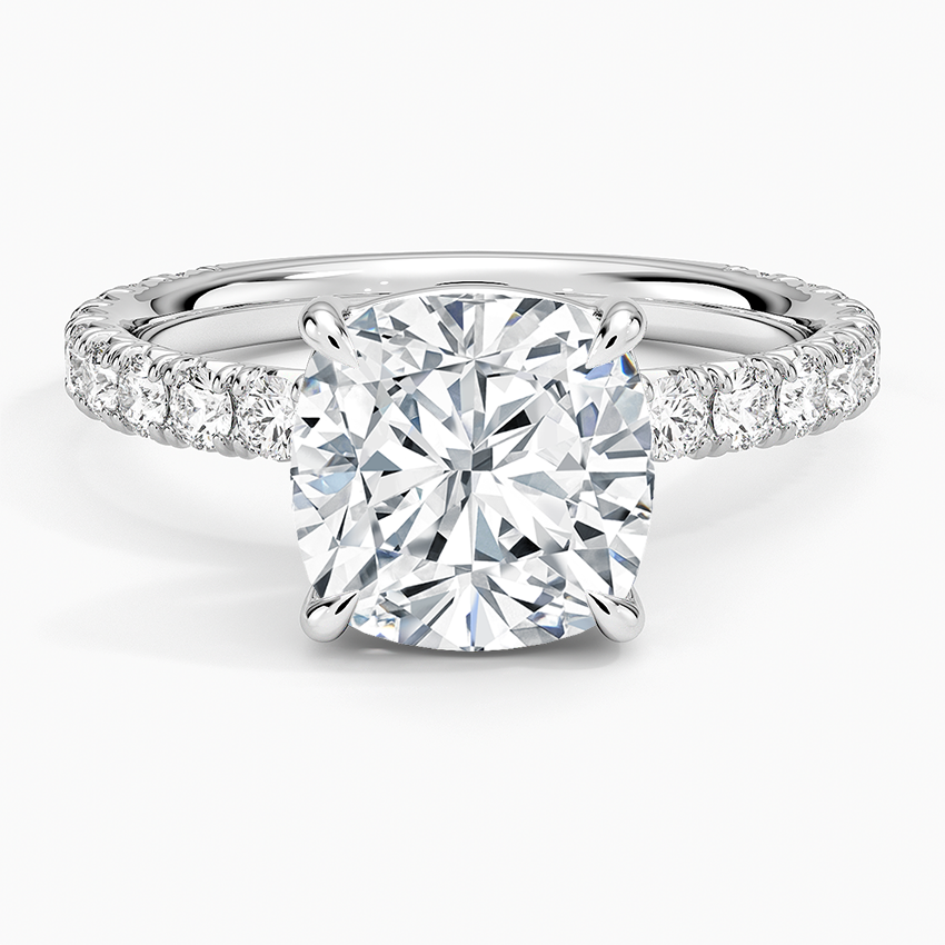 Luxe French Pavé Perfect Fit Diamond Ring (1/2 ct. tw.) Platinum Cushion Engagement Ring