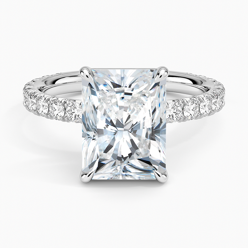 Luxe French Pavé Perfect Fit Diamond Ring (1/2 ct. tw.) Platinum Radiant Engagement Ring