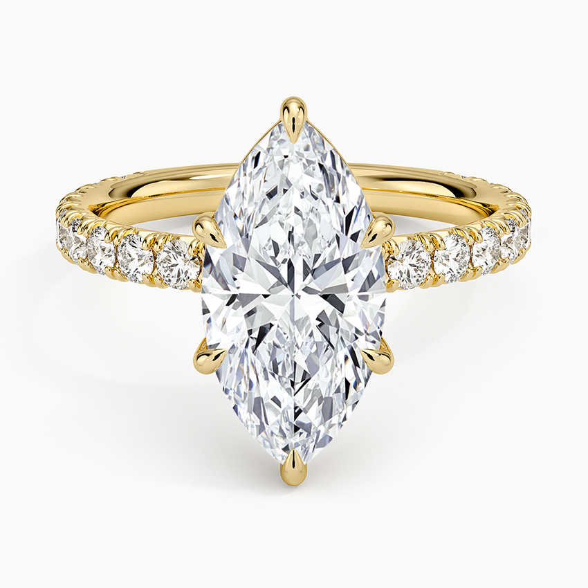 Luxe French Pavé Perfect Fit Diamond Ring (1/2 ct. tw.) Yellow Gold 18k Marquise Engagement Ring