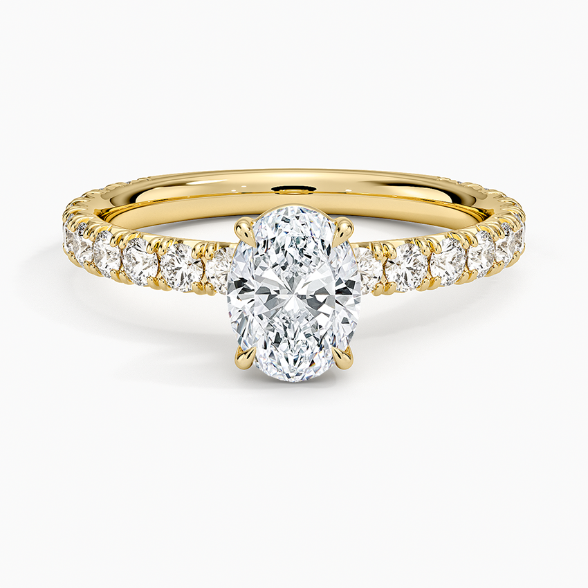Luxe French Pavé Perfect Fit Diamond Ring (1/2 ct. tw.) Yellow Gold 18k Oval Engagement Ring