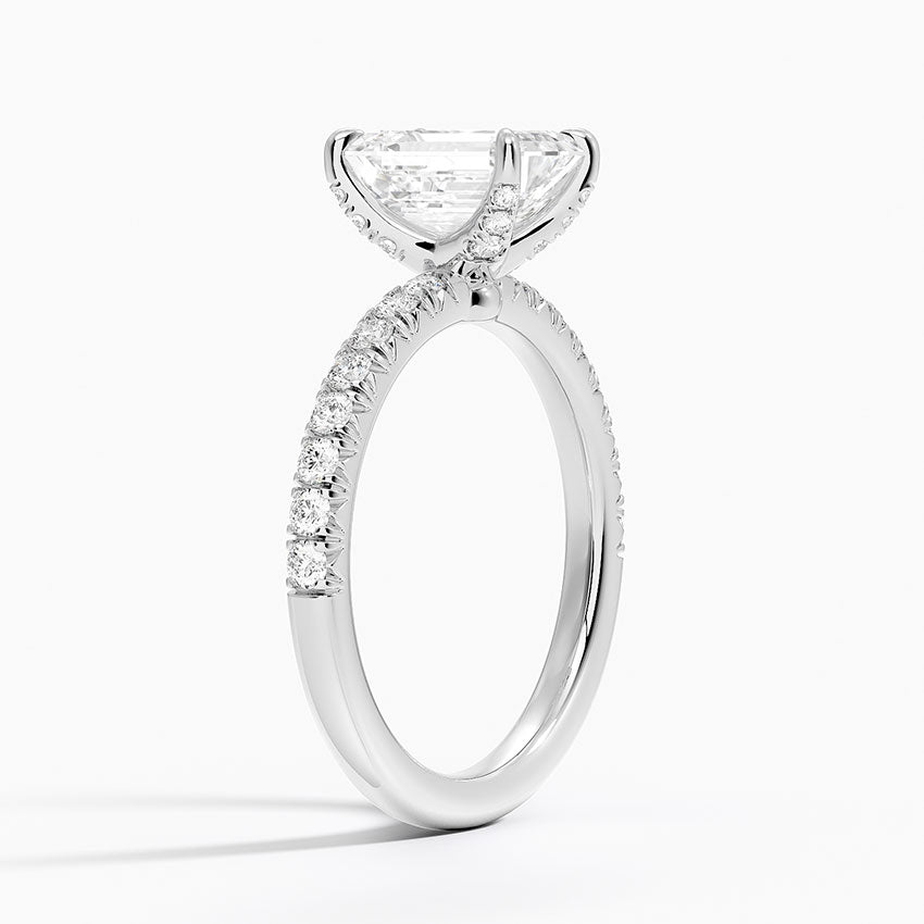 Adorned Amelie Diamond Ring Platinum Emerald Engagement Ring