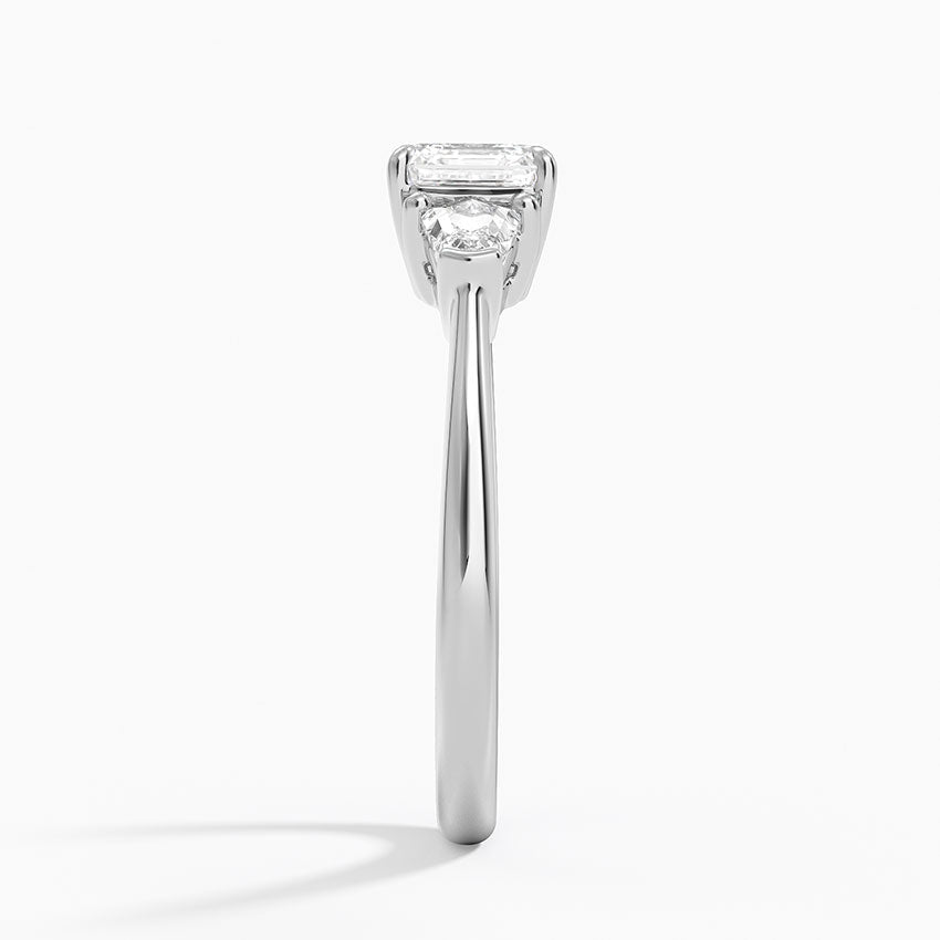 Shield Cut Three Stone Diamond Ring (1/4 ct. tw.) Platinum Asscher Engagement Ring