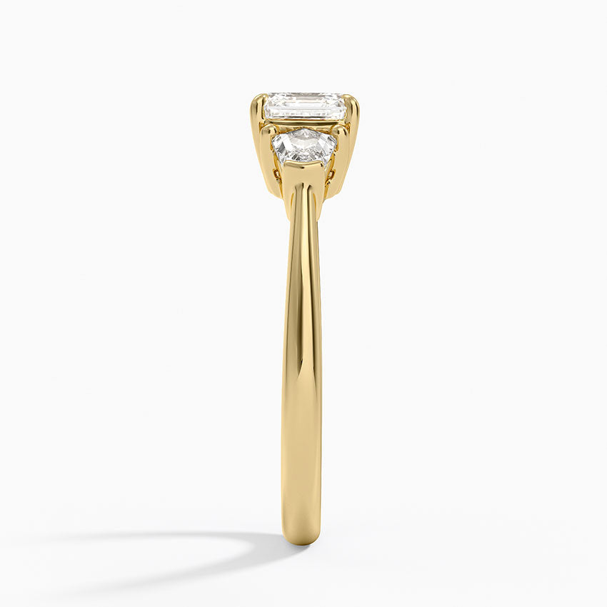 Shield Cut Three Stone Diamond Ring (1/4 ct. tw.) Yellow Gold 18k Asscher Engagement Ring
