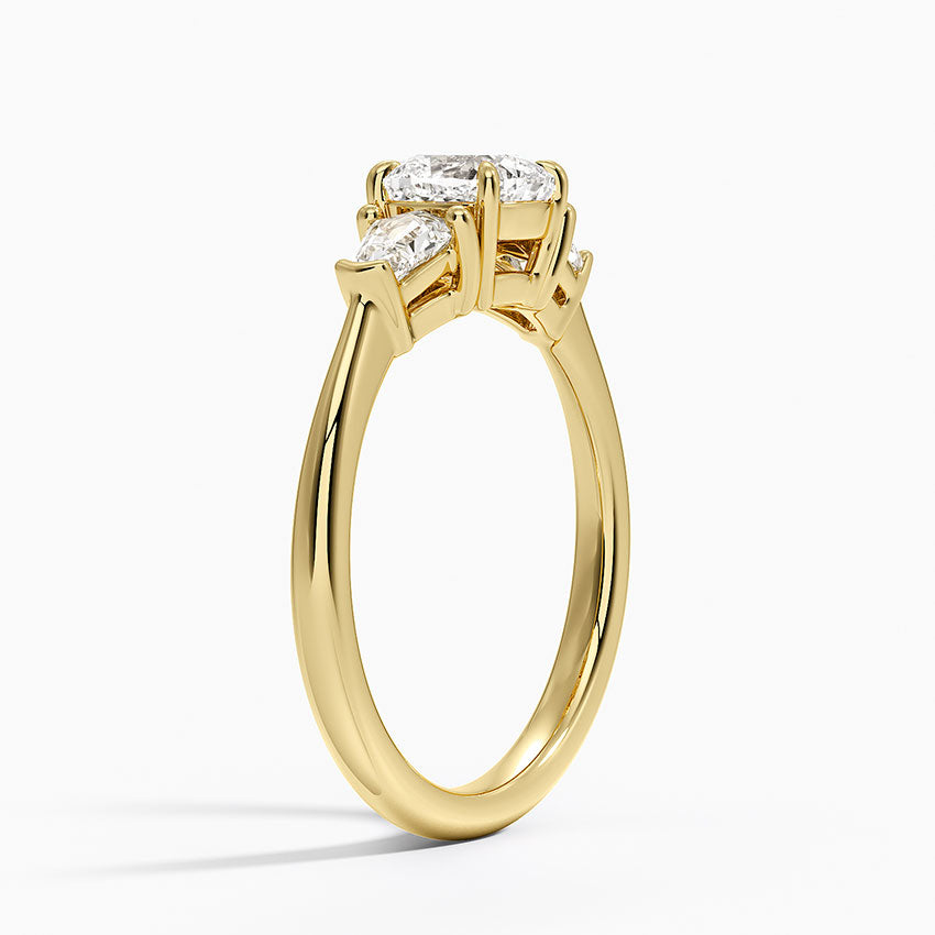 Shield Cut Three Stone Diamond Ring (1/4 ct. tw.) Yellow Gold 18k Cushion Engagement Ring