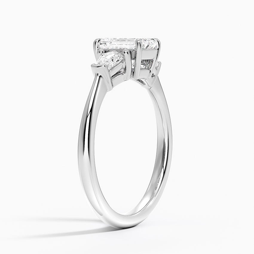 Shield Cut Three Stone Diamond Ring (1/4 ct. tw.) Platinum Emerald Engagement Ring
