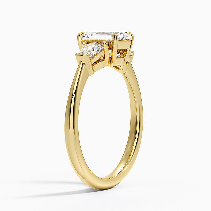 Shield Cut Three Stone Diamond Ring (1/4 ct. tw.) Yellow Gold 18k Emerald Engagement Ring