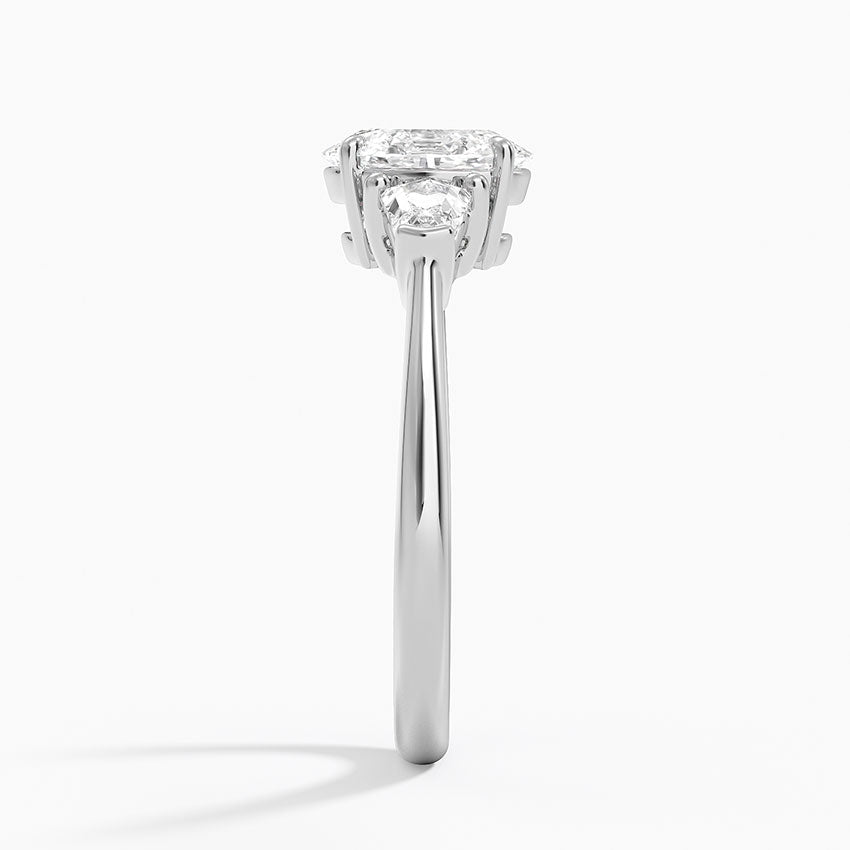 Shield Cut Three Stone Diamond Ring (1/4 ct. tw.) Platinum Oval Engagement Ring