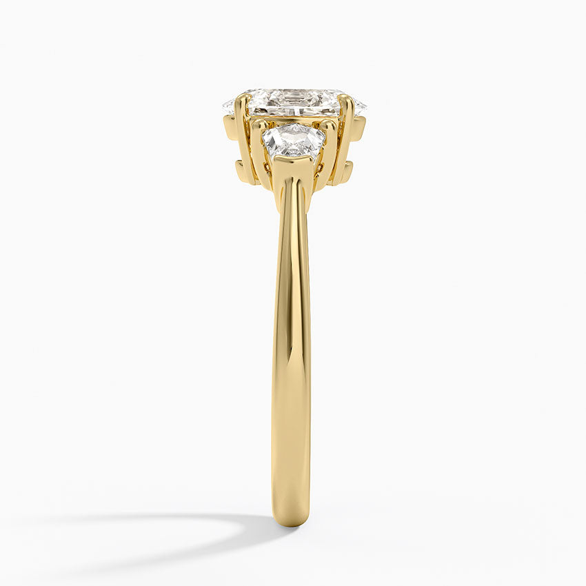 Shield Cut Three Stone Diamond Ring (1/4 ct. tw.) Yellow Gold 18k Oval Engagement Ring