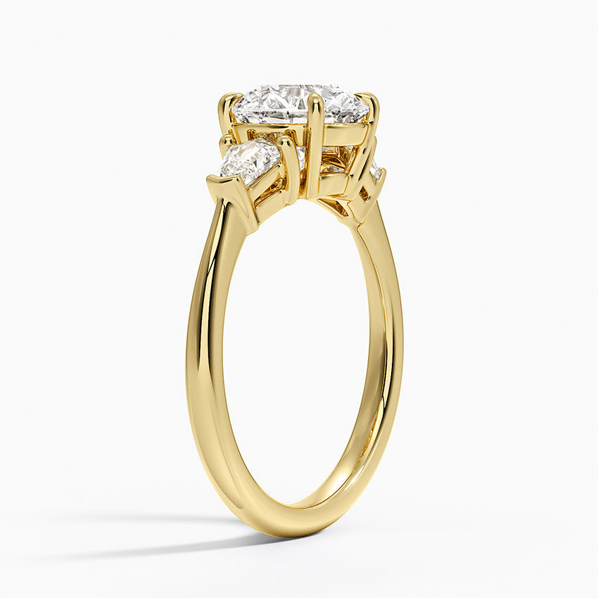 Shield Cut Three Stone Diamond Ring (1/4 ct. tw.) Yellow Gold 18k Round Engagement Ring
