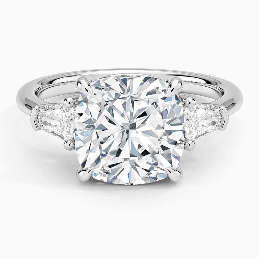 Shield Cut Three Stone Diamond Ring (1/4 ct. tw.) Platinum Cushion Engagement Ring