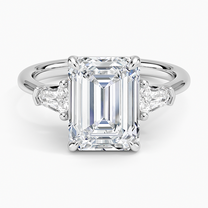 Shield Cut Three Stone Diamond Ring (1/4 ct. tw.) Platinum Emerald Engagement Ring