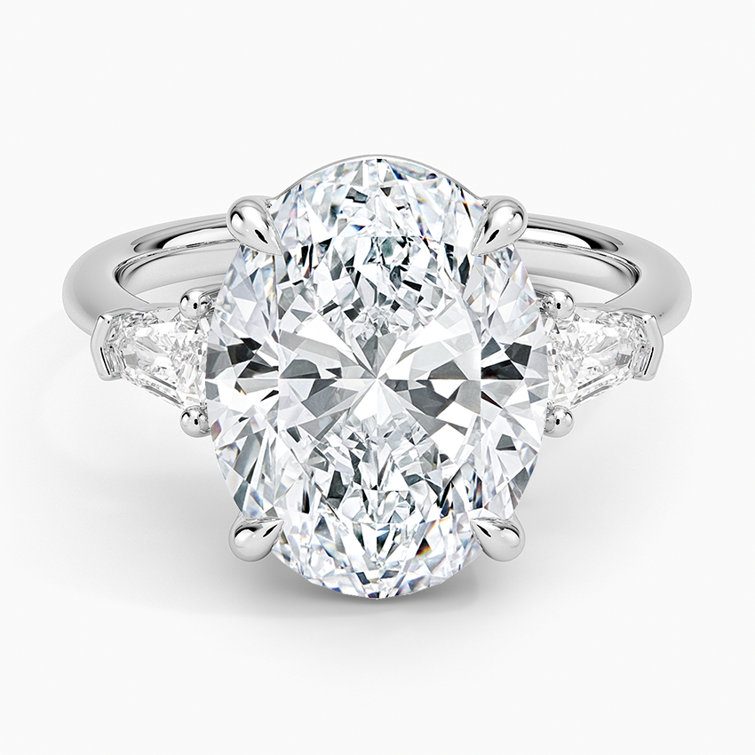 Shield Cut Three Stone Diamond Ring (1/4 ct. tw.) Platinum Oval Engagement Ring