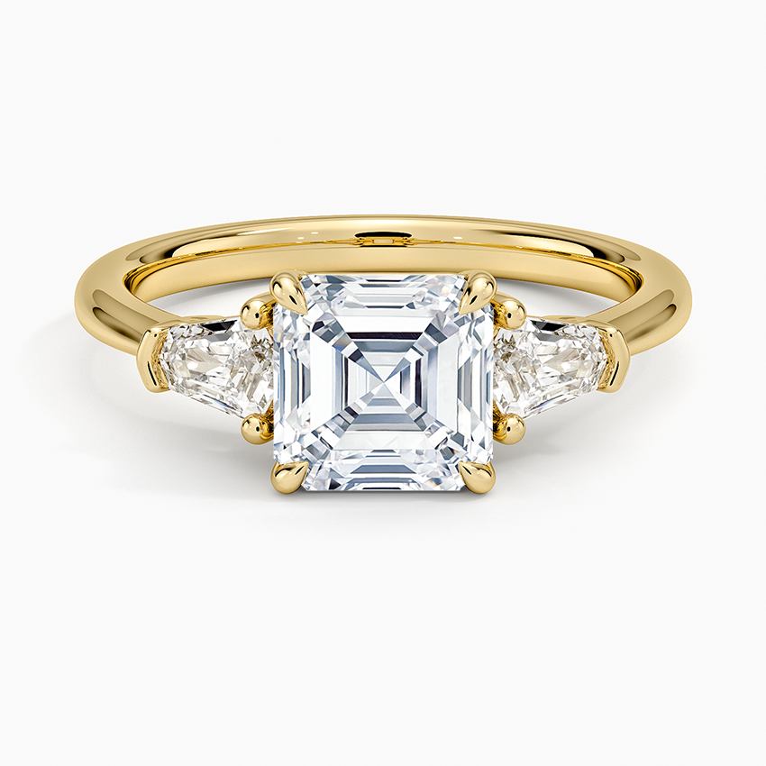 Shield Cut Three Stone Diamond Ring (1/4 ct. tw.) Yellow Gold 18k Asscher Engagement Ring