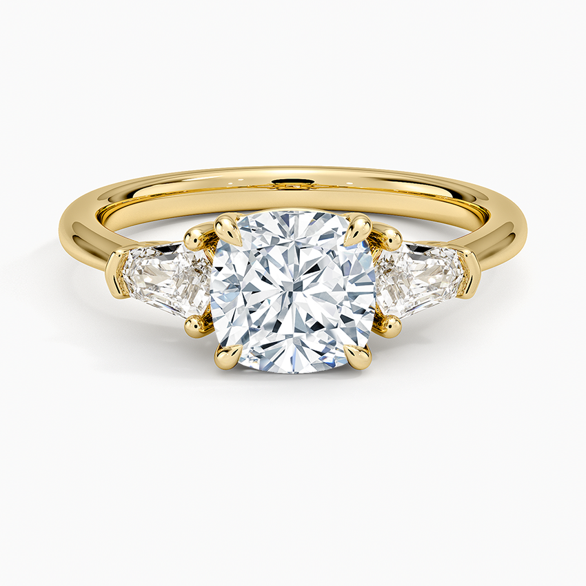 Shield Cut Three Stone Diamond Ring (1/4 ct. tw.) Yellow Gold 18k Cushion Engagement Ring
