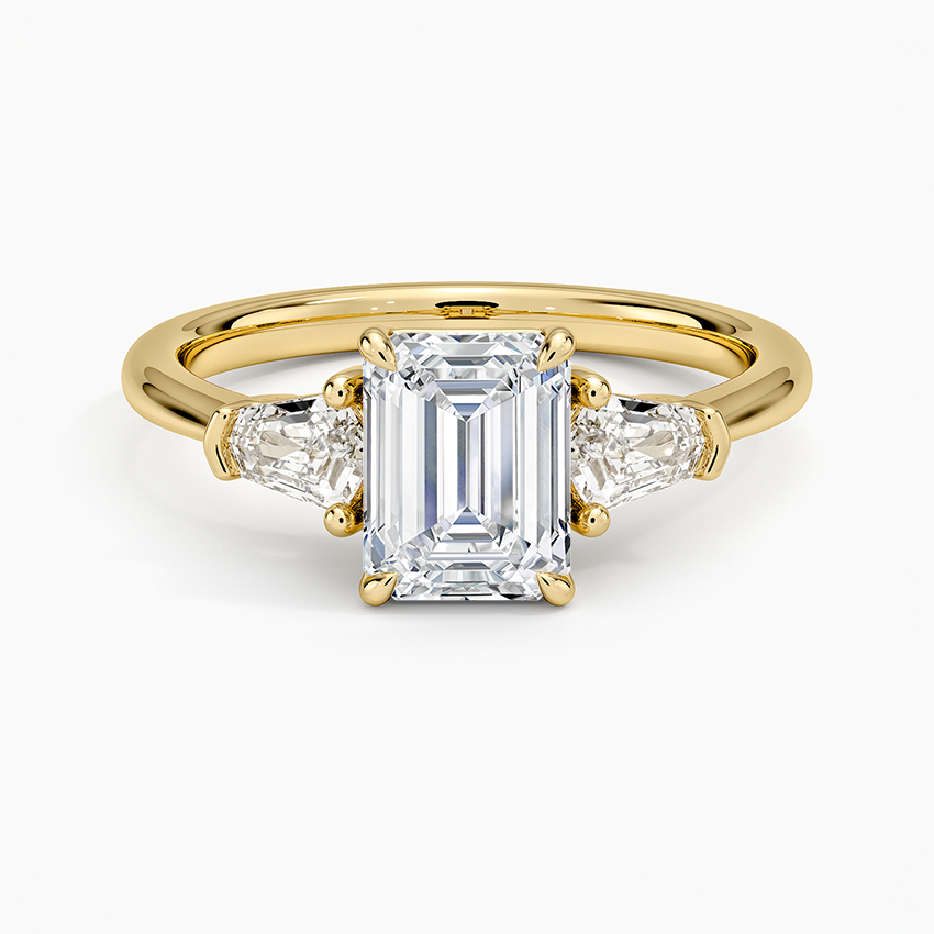 Shield Cut Three Stone Diamond Ring (1/4 ct. tw.) Yellow Gold 18k Emerald Engagement Ring