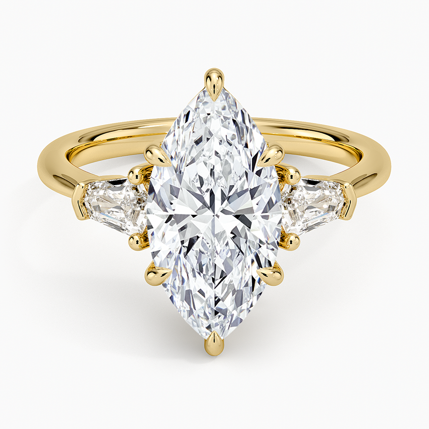 Shield Cut Three Stone Diamond Ring (1/4 ct. tw.) Yellow Gold 18k Marquise Engagement Ring
