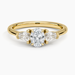 Shield Cut Three Stone Diamond Ring (1/4 ct. tw.) Yellow Gold 18k Oval Engagement Ring