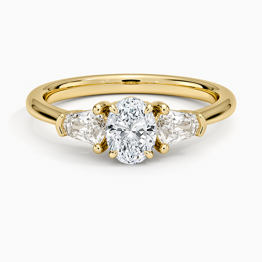 Shield Cut Three Stone Diamond Ring (1/4 ct. tw.) Yellow Gold 18k Oval Engagement Ring