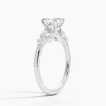 Luxe Camellia Milgrain Diamond Ring Platinum Asscher Engagement Ring