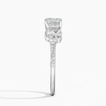 Luxe Camellia Milgrain Diamond Ring Platinum Asscher Engagement Ring