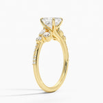 Luxe Camellia Milgrain Diamond Ring Yellow Gold 18k Asscher Engagement Ring