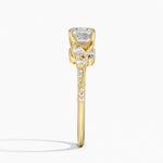 Luxe Camellia Milgrain Diamond Ring Yellow Gold 18k Asscher Engagement Ring