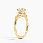 Luxe Camellia Milgrain Diamond Ring Yellow Gold 18k Cushion Engagement Ring