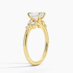 Luxe Camellia Milgrain Diamond Ring Yellow Gold 18k Emerald Engagement Ring