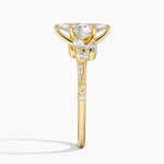 Luxe Camellia Milgrain Diamond Ring Yellow Gold 18k Marquise Engagement Ring