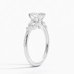 Luxe Camellia Milgrain Diamond Ring Platinum Oval Engagement Ring