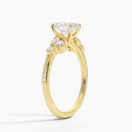 Luxe Camellia Milgrain Diamond Ring Yellow Gold 18k Oval Engagement Ring