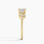 Luxe Camellia Milgrain Diamond Ring Yellow Gold 18k Princess Engagement Ring