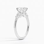 Luxe Camellia Milgrain Diamond Ring Platinum Radiant Engagement Ring