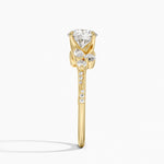 Luxe Camellia Milgrain Diamond Ring Yellow Gold 18k Round Engagement Ring