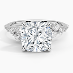 Luxe Camellia Milgrain Diamond Ring Platinum Cushion Engagement Ring