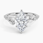 Luxe Camellia Milgrain Diamond Ring Platinum Marquise Engagement Ring