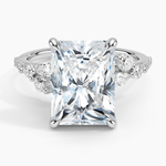 Luxe Camellia Milgrain Diamond Ring Platinum Radiant Engagement Ring