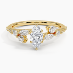 Luxe Camellia Milgrain Diamond Ring Yellow Gold 18k Marquise Engagement Ring