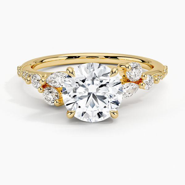 Luxe Camellia Milgrain Diamond Engagement Ring