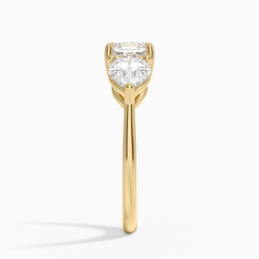 Luxe Opera Three Stone Diamond Ring (1 1/3 ct. tw.) Yellow Gold 18k Asscher Engagement Ring