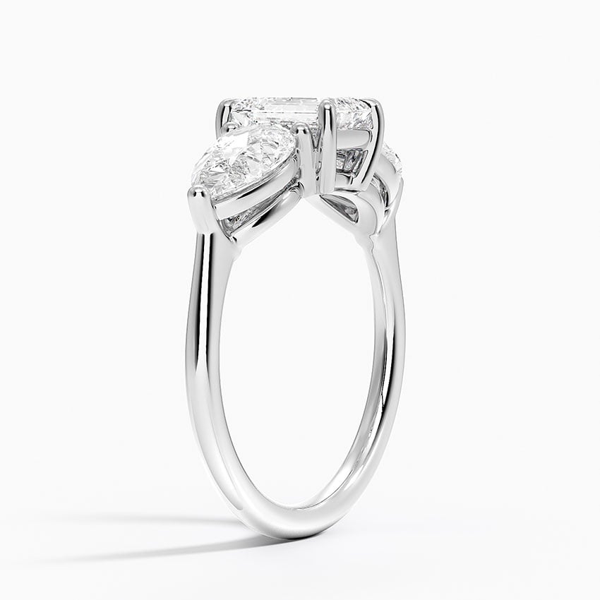 Luxe Opera Three Stone Diamond Ring (1 1/3 ct. tw.) Platinum Emerald Engagement Ring