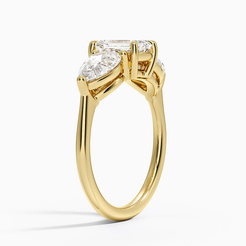 Luxe Opera Three Stone Diamond Ring (1 1/3 ct. tw.) Yellow Gold 18k Emerald Engagement Ring