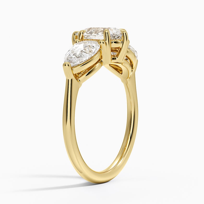 Luxe Opera Three Stone Diamond Ring (1 1/3 ct. tw.) Yellow Gold 18k Pear Engagement Ring