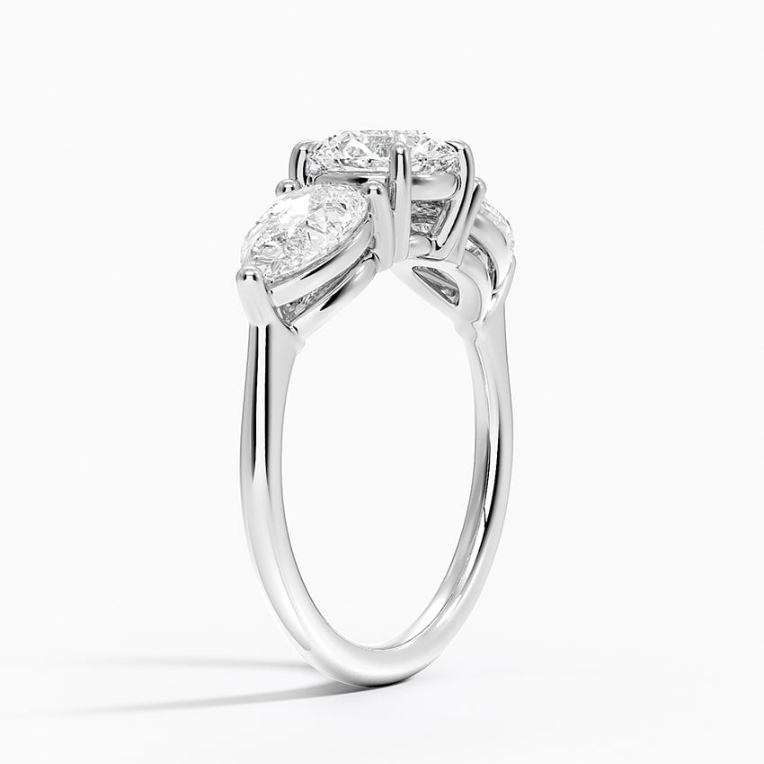 Luxe Opera Three Stone Diamond Ring (1 1/3 ct. tw.) Platinum Round Engagement Ring