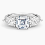 Luxe Opera Three Stone Diamond Ring (1 1/3 ct. tw.) Platinum Asscher Engagement Ring